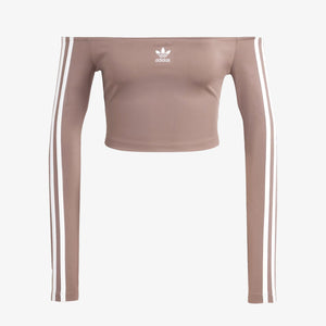 Adidas Originals | ADICOLOR OFF SHOULDER LONG SLEEVE TEE { TRACE BROWN