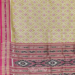 Golden Pink Odisha Ikat Khandua Silk Saree