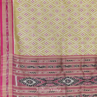 Golden Pink Odisha Ikat Khandua Silk Saree
