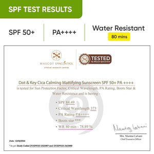 Cica & Niacinamide Mattifying Sunscreen SPF 50+ PA++++