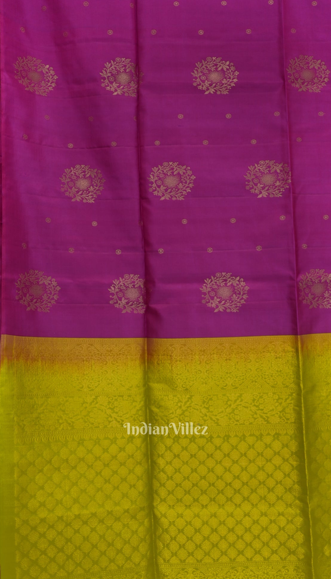 Purple With Parrot Green Pure Kanjivaram Soft Silk Saree