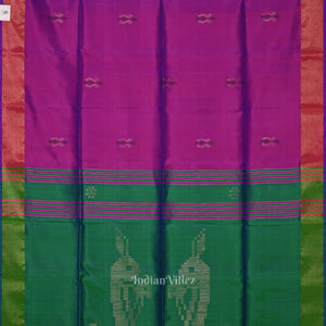 Purple Green Pure Bishnupuri Silk Saree