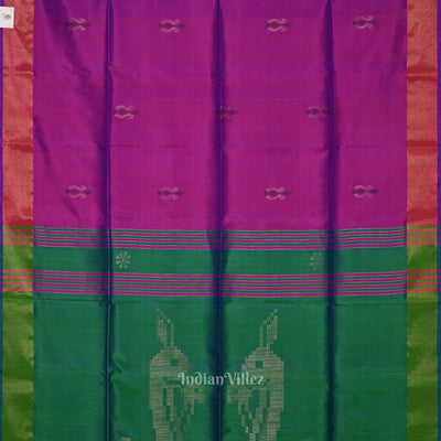 Purple Green Pure Bishnupuri Silk Saree