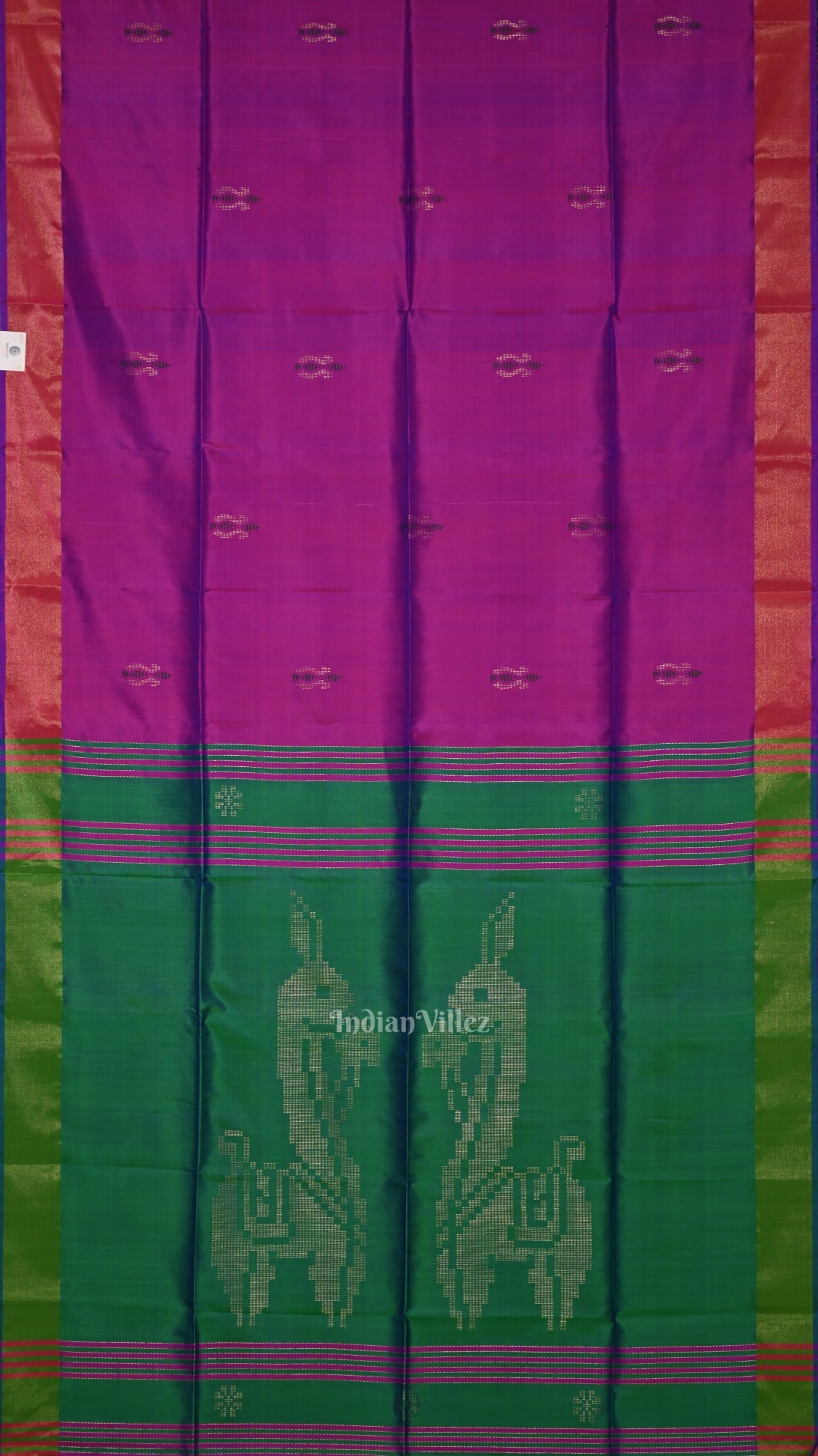 Purple Green Pure Bishnupuri Silk Saree