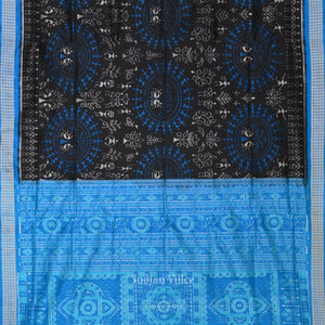 Black Dual Tone Tribal Theme Sambalpuri Silk Saree