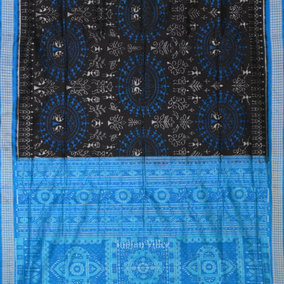 Black Dual Tone Tribal Theme Sambalpuri Silk Saree