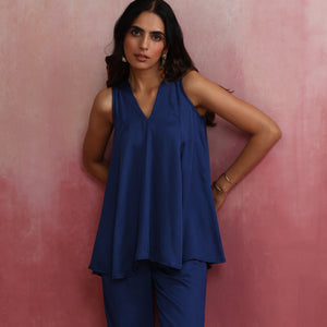 trueBrowns Blue Modal Flared Co-ord Set