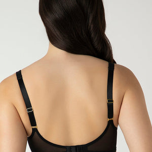 Glam Padded Non-Wired Plunge Bra - Black