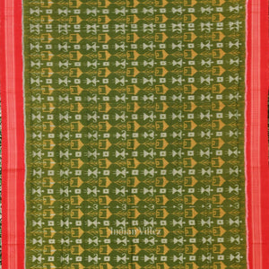 Mehendi Green Tribal Theme Odisha Ikat Sambalpuri Cotton Saree