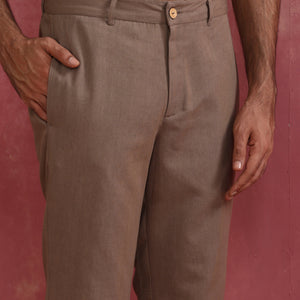 trueBrowns Men's Beige Cotton Twill Pant