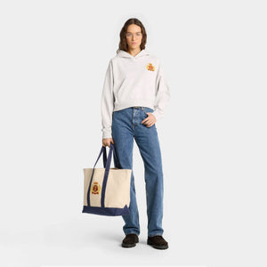 SPORTY & RICH | NY CREST CROPPED HOODIE { GRAY/GOLD