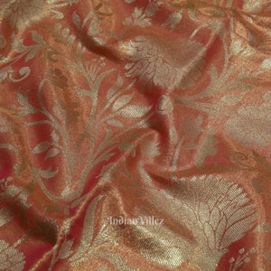Peach Pure Kanjivaram Tissue Silk Saree
