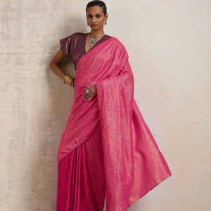 trueBrowns Pink Gold Metallic Ready To Wear Saree