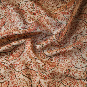 Beige - Pedana Kalamkari Block Printed Chanderi Silk Fabric