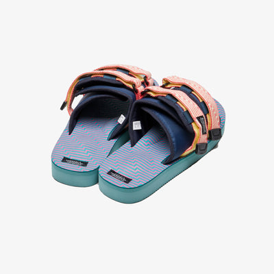 Suicoke | MOTO JACQUARD TOUCH-STRAP  { NAVY BLUE/CORAL PINK/SEA GREEN