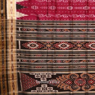 Maroon Phoda Kumbha Odisha Ikat Khandua Silk Saree