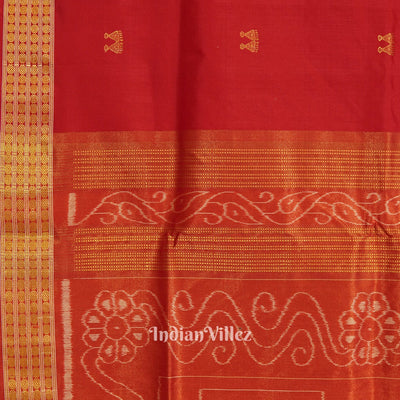 Red Laxmi Pada Tissue Pure Sambalpuri Saree