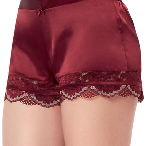 Eternal Bliss Solid Mid Rise Lounge Short - Red Berry