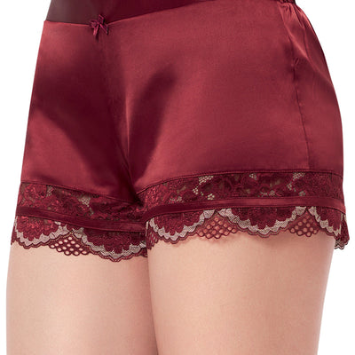 Eternal Bliss Solid Mid Rise Lounge Short - Red Berry