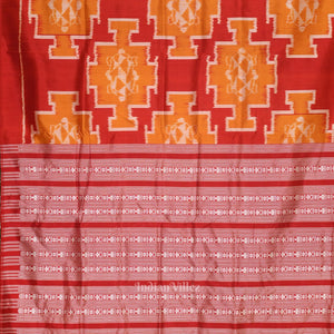 Exclusive Designer Red with Mustard Yellow Contemporary Silk Saree