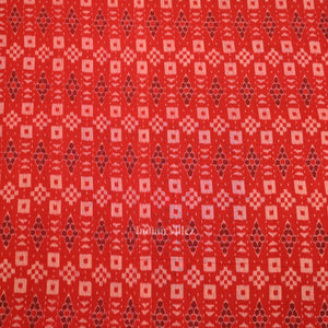 Red Black Odisha Ikat Sambalpuri Dress Set & Dupatta