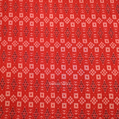 Red Black Odisha Ikat Sambalpuri Dress Set & Dupatta