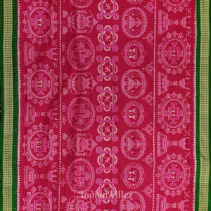 Rani Pink with Green Sambalpuri Silk Saree