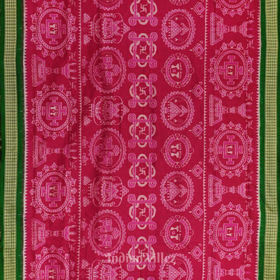 Rani Pink with Green Sambalpuri Silk Saree