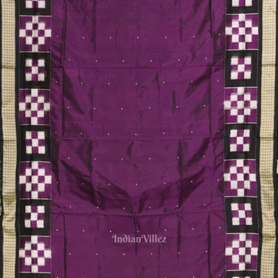 Violet Black Pasapali Border Bomkai Sambalpuri Silk saree