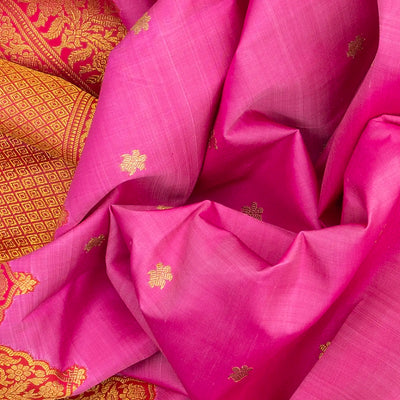 Candy Pink Handloom Korvai Silk Saree With Running Border