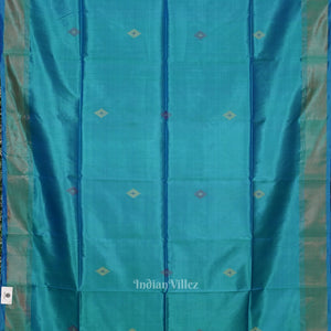 Sky Blue Magenta Pink Pure Bishnupuri Silk Saree