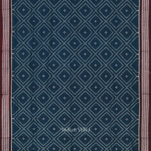 Blue Maroon Pasapali Odisha Sambalpuri Pure Cotton Saree