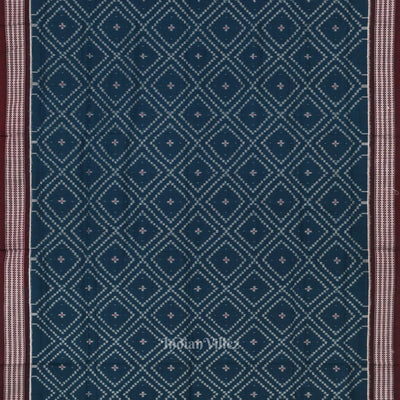 Blue Maroon Pasapali Odisha Sambalpuri Pure Cotton Saree