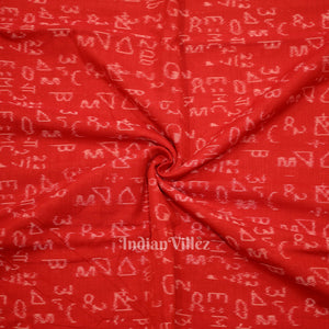 Red Geometry Motif Odisha Ikat Sambalpuri Cotton Fabric