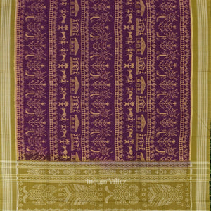 Purple Mehendi Tribal Theme Odisha Sambalpuri Pure Cotton Saree