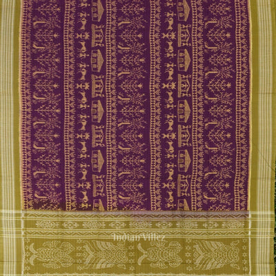 Purple Mehendi Tribal Theme Odisha Sambalpuri Pure Cotton Saree