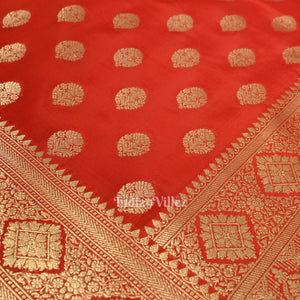 Candy Apple Red Soft Pure Mashru Satin Silk Banarasi Saree