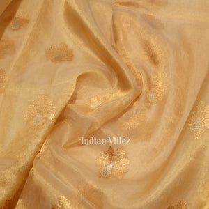 Golden Pure Organza Kora Banarasi Saree