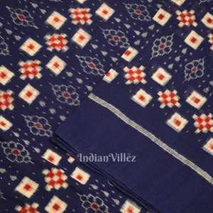 Blue Pasapali Sambalpuri Ikat Cotton Fabric