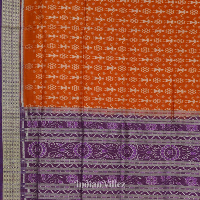 Orange Odisha Ikat Tribal Theme Sambalpuri Silk Saree