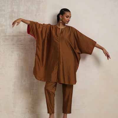trueBrowns Brown Silk Co-ord Set