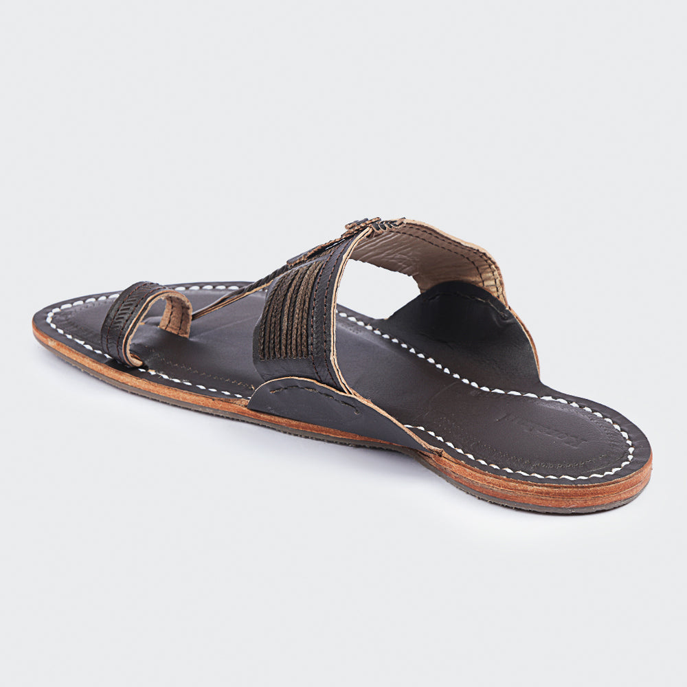 Brown Handstitched Leather Kolhapuri Men Slipper