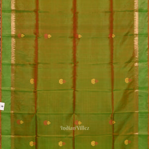 Mehendi Green Pink Pure Bishnupuri Silk Saree