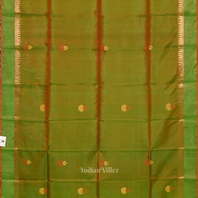 Mehendi Green Pink Pure Bishnupuri Silk Saree