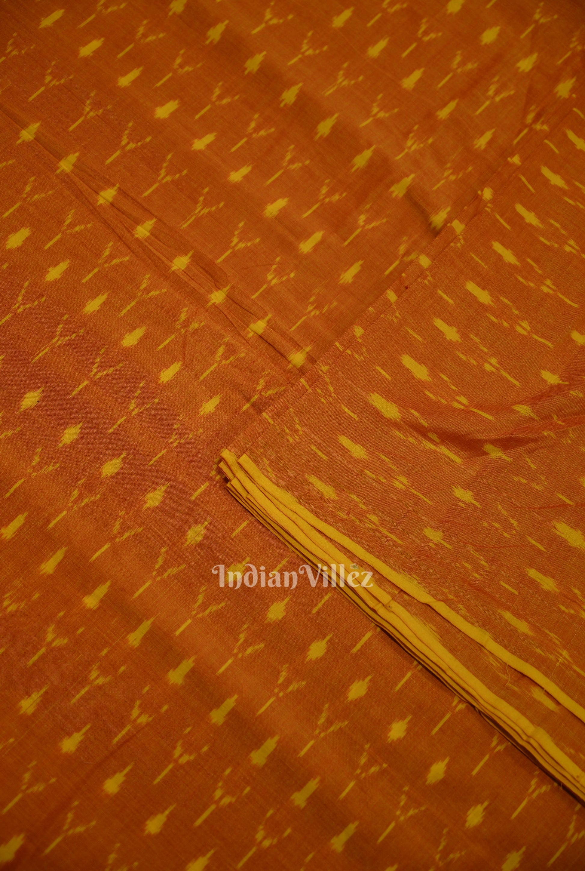 Orange Pochampally Ikat Cotton Fabric