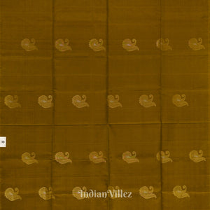 Golden Brown Pure Kanjivaram Soft Silk Saree