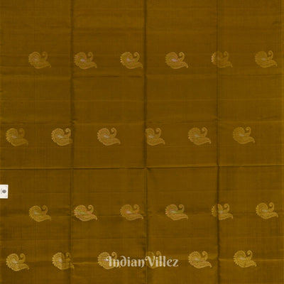 Golden Brown Pure Kanjivaram Soft Silk Saree