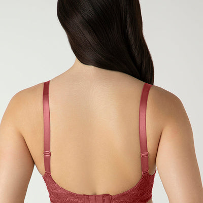 Glam Lace Padded Wired Balconette Bra - Cowhide