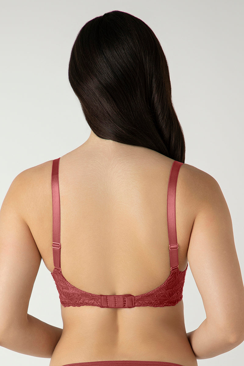 Glam Lace Padded Wired Balconette Bra - Cowhide
