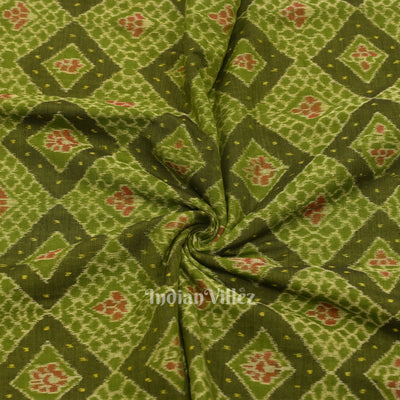 Mehendi Green Sambalpuri Ikat Cotton Fabric